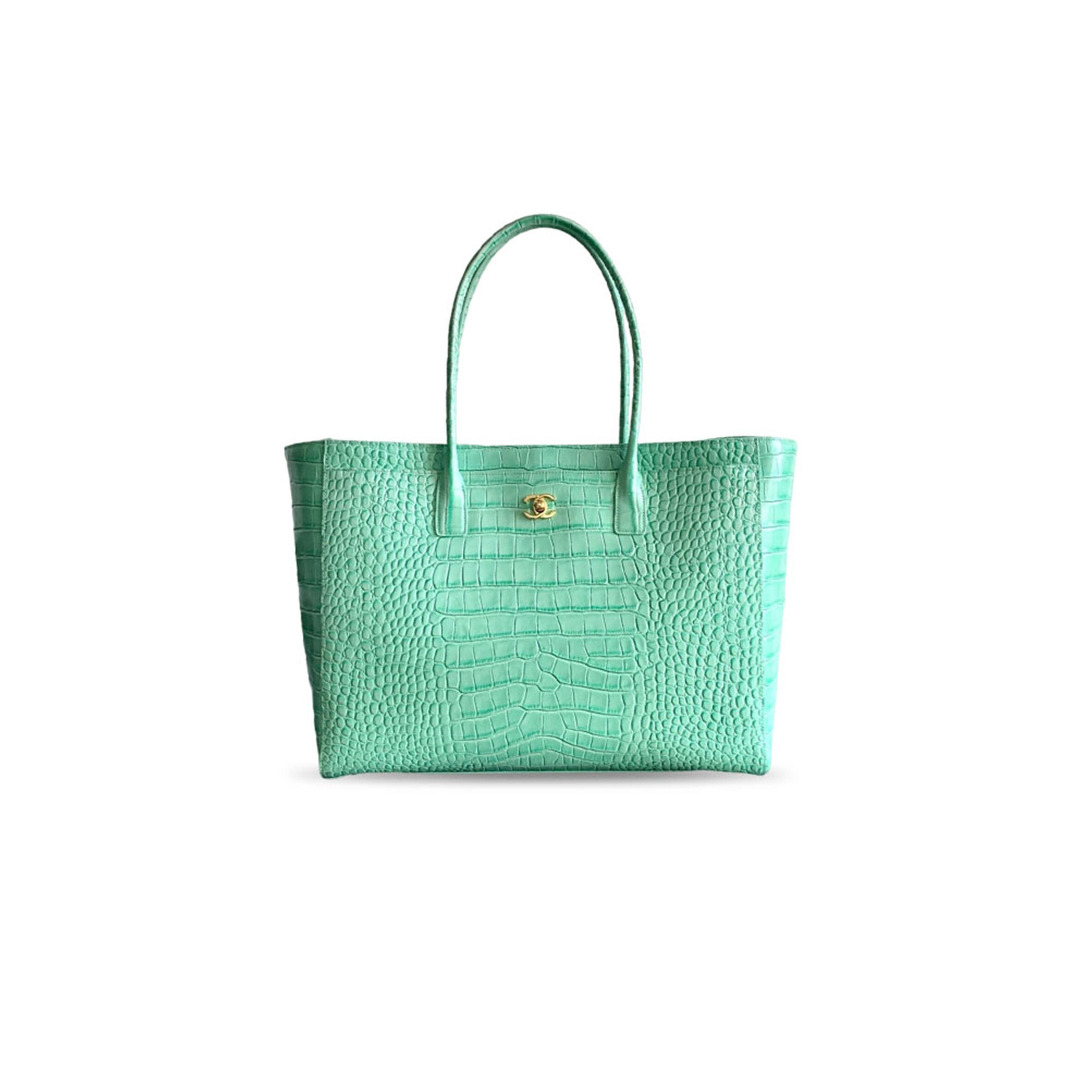 CHANEL MASTER LARGE CERF SHOPPING BAG CROCODILE EMBOSSED CALFSKIN GOLD HARDWARE AS6244 (47*31*15cm)